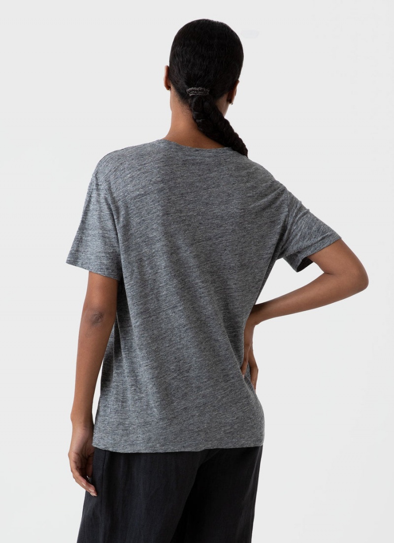 Grey Sunspel Linen T-shirt | 30975-HCDS | USA