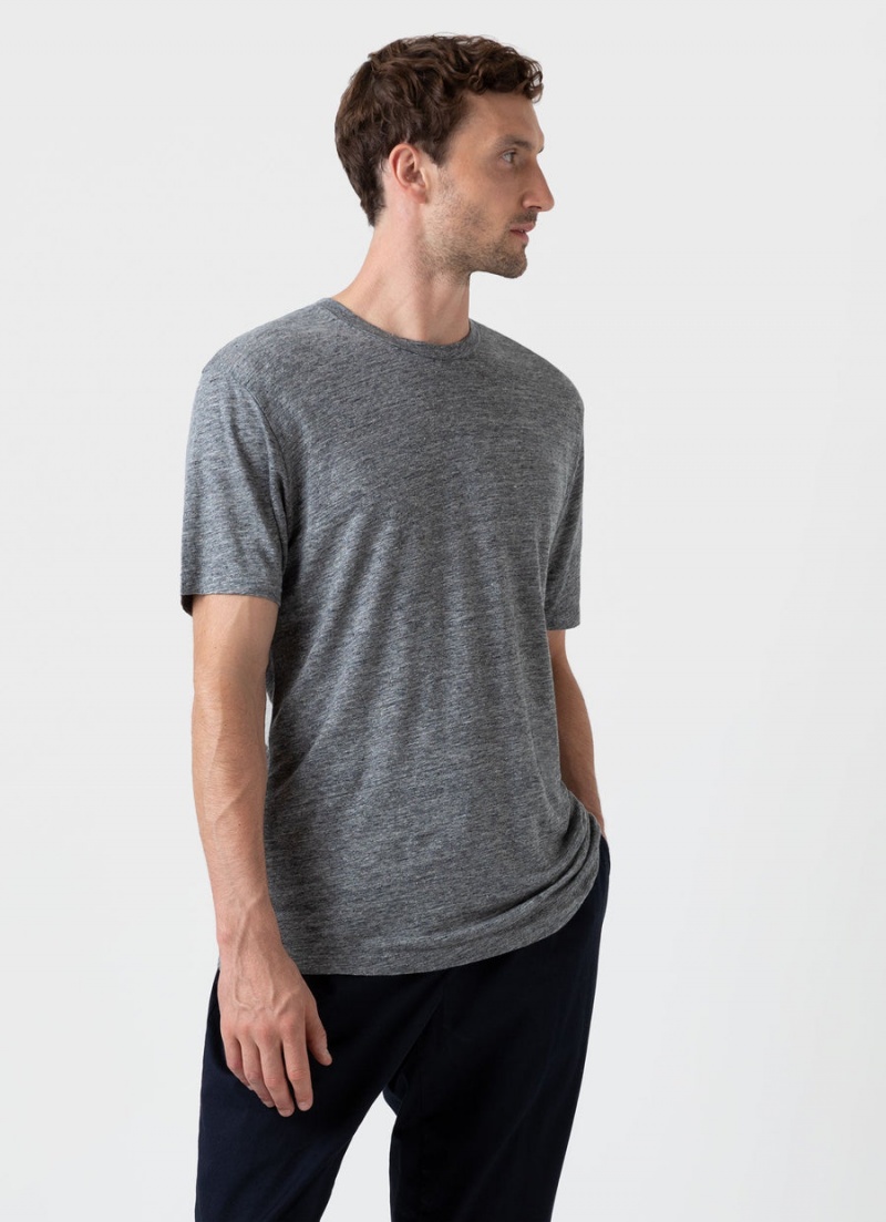 Grey Sunspel Linen T-shirt | 48927-VDCG | USA