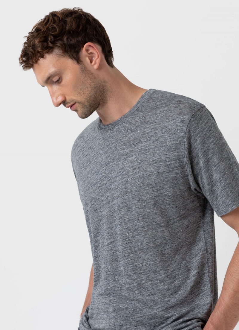 Grey Sunspel Linen T-shirt | 48927-VDCG | USA