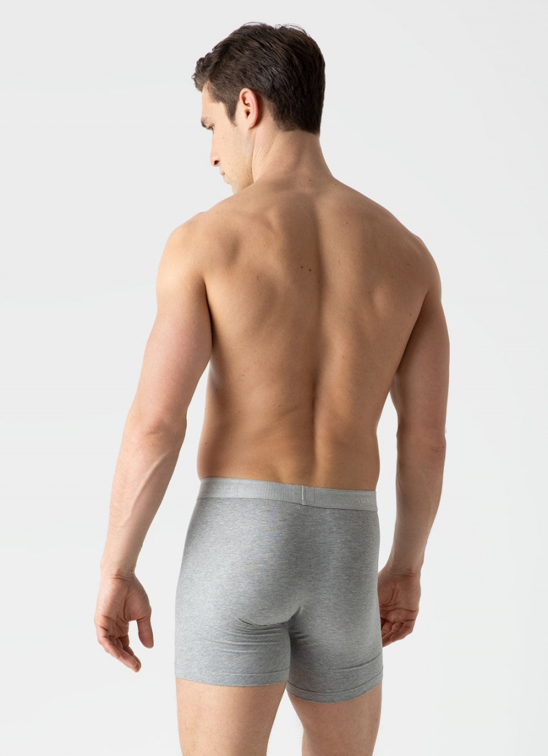 Grey Sunspel Long Cut Stretch Cotton Trunks | 98570-CWSV | USA