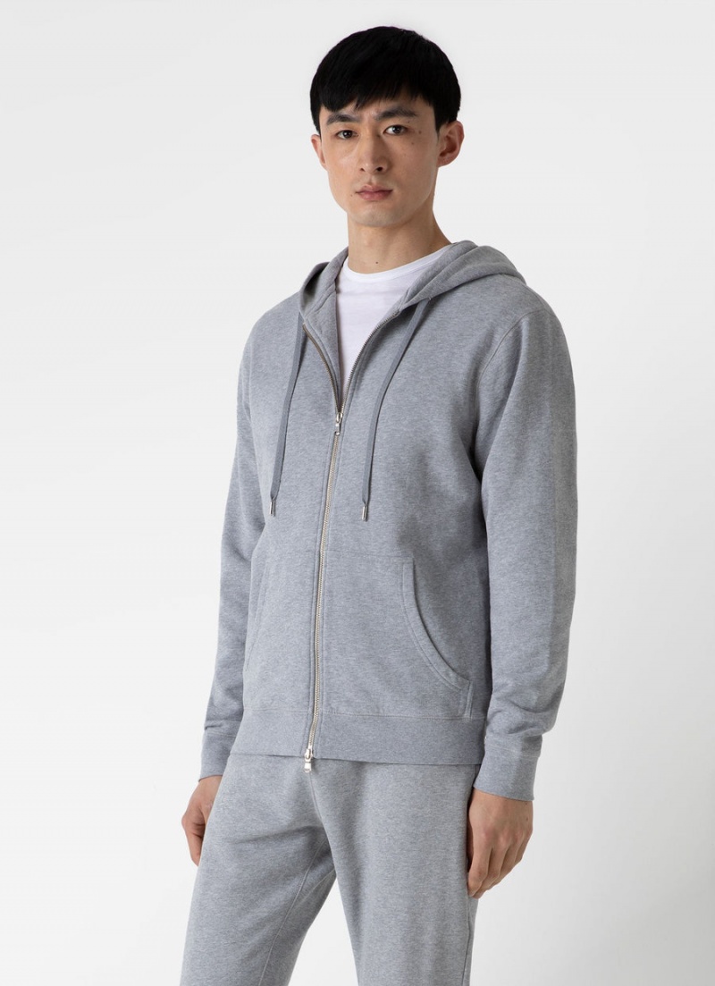 Grey Sunspel Loopback Zip Hoody | 82764-RPXI | USA