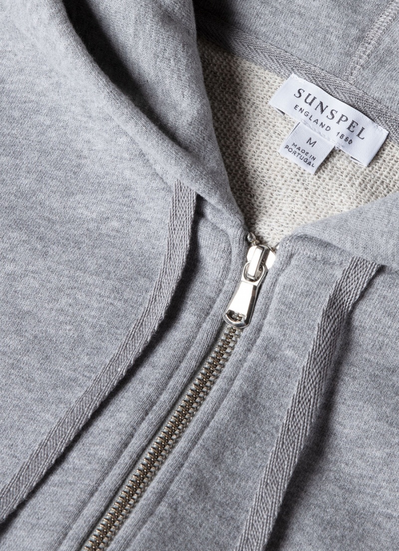 Grey Sunspel Loopback Zip Hoody | 82764-RPXI | USA