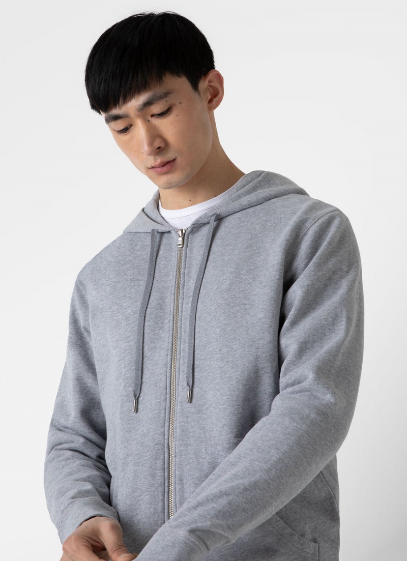 Grey Sunspel Loopback Zip Hoody | 82764-RPXI | USA