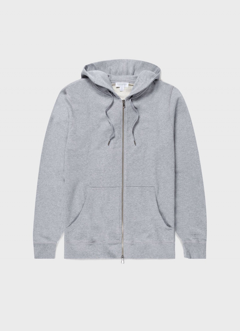 Grey Sunspel Loopback Zip Hoody | 82764-RPXI | USA