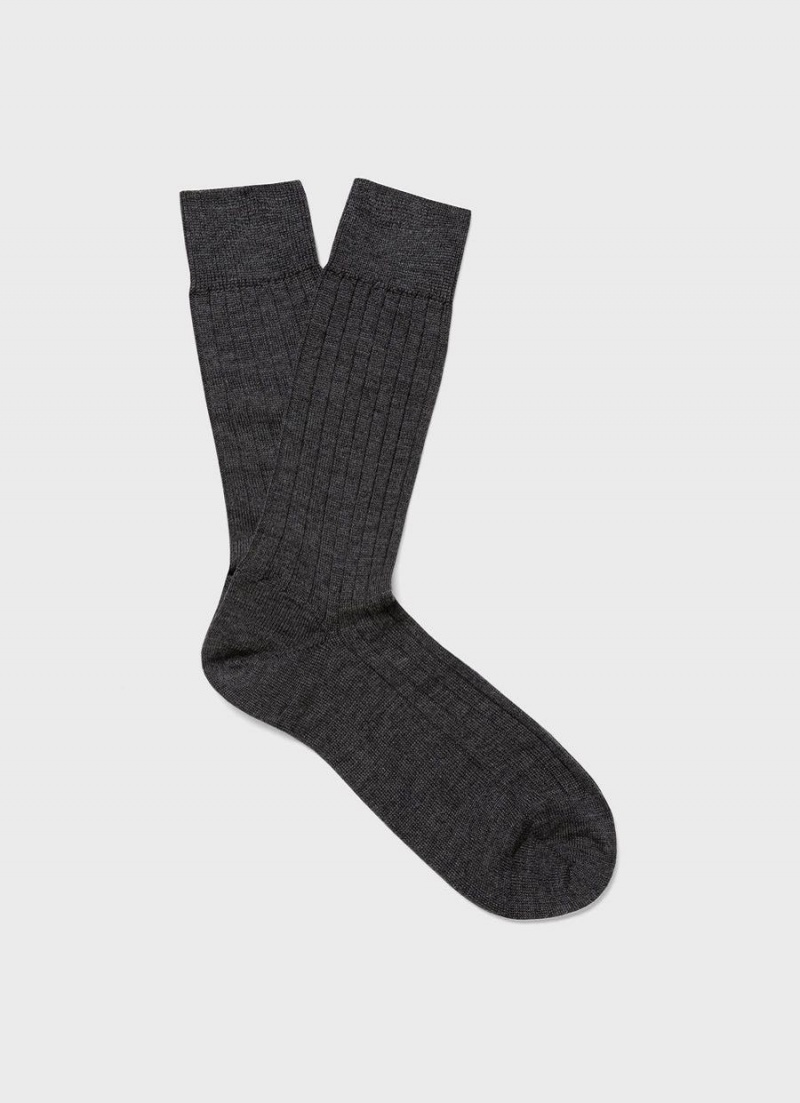 Grey Sunspel Merino Wool Ribbed Socks | 16972-ZKWS | USA