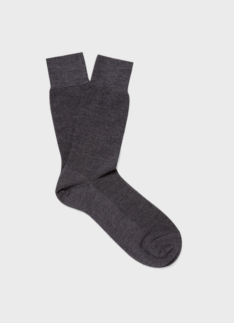 Grey Sunspel Merino Wool Waffle Socks | 81307-TGRV | USA