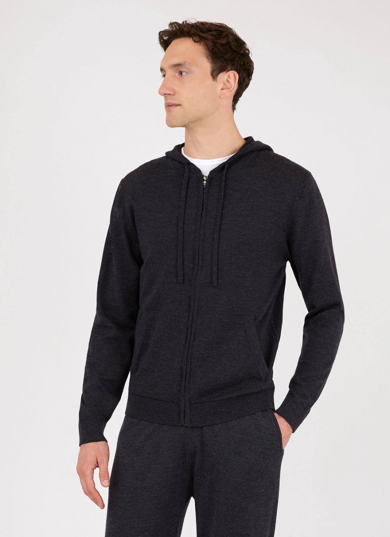 Grey Sunspel Merino Zip Hoody | 30728-LBGI | USA