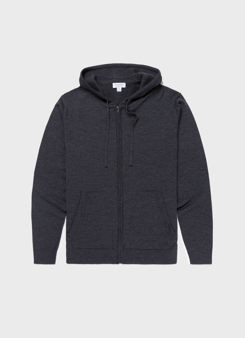 Grey Sunspel Merino Zip Hoody | 30728-LBGI | USA