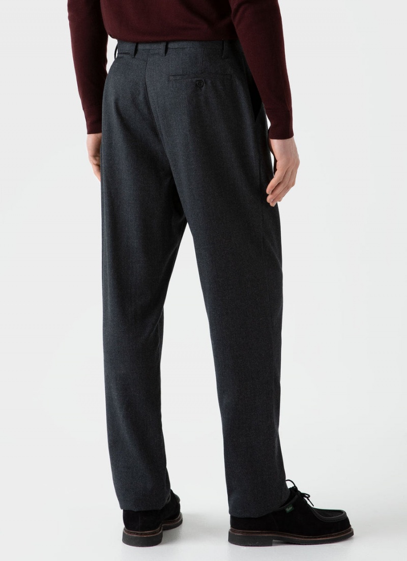 Grey Sunspel Pleated Wool Flannel Trouser | 49283-SQMJ | USA