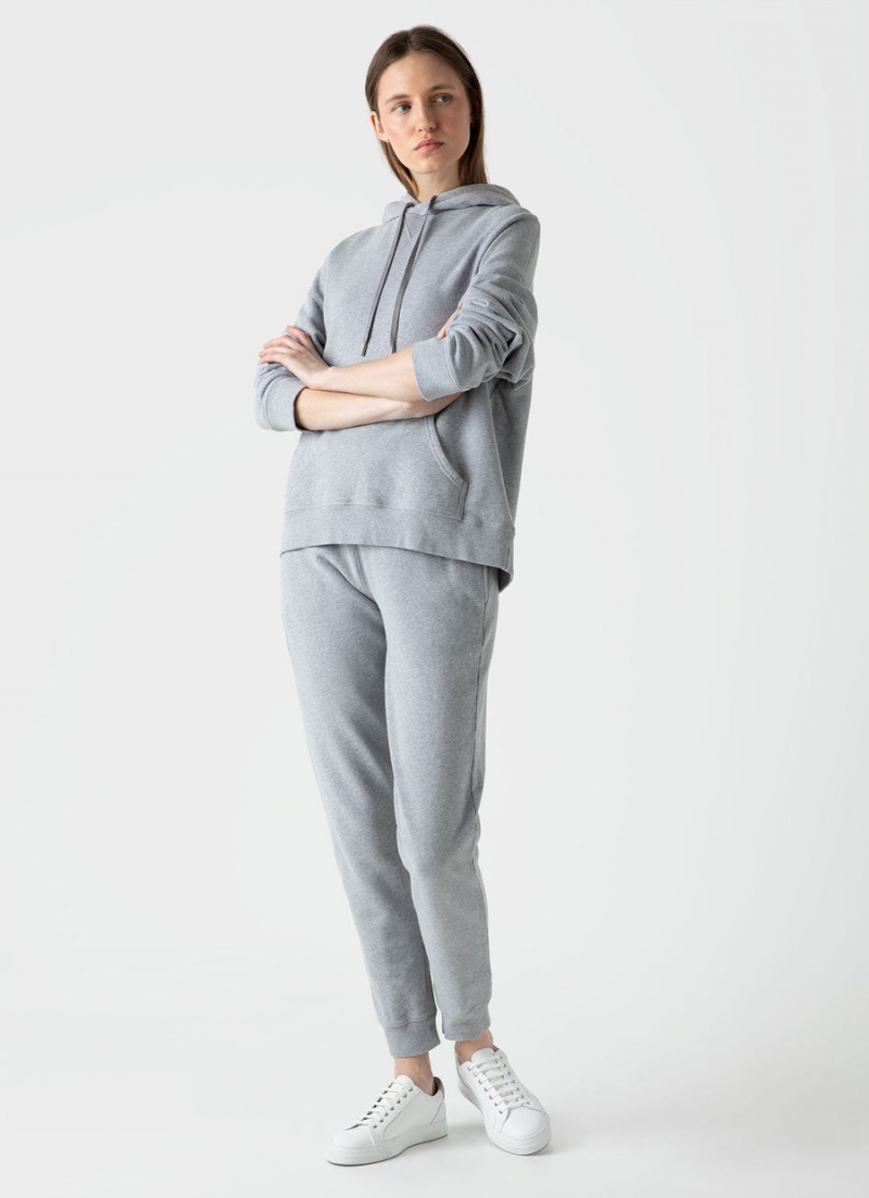 Grey Sunspel Relaxed Loopback Hoody | 46753-YDAJ | USA