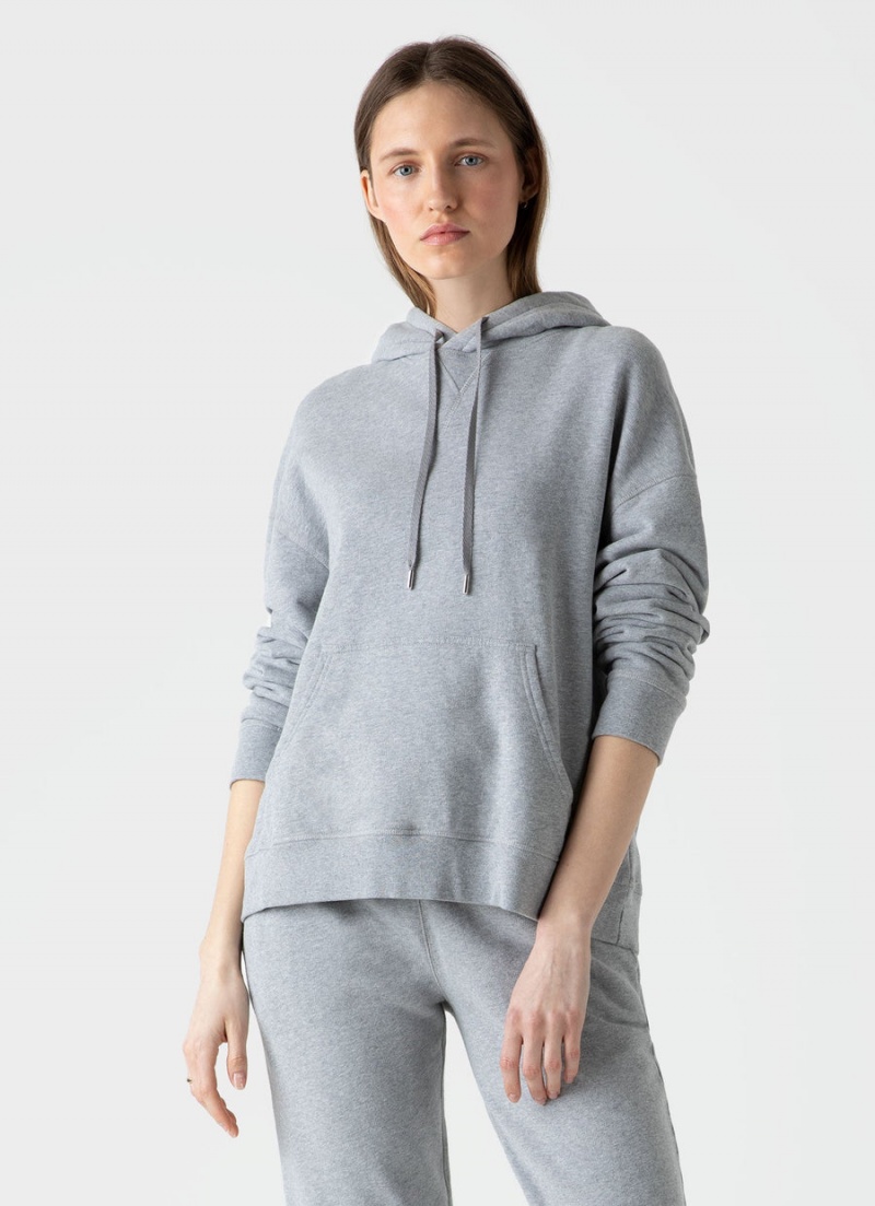 Grey Sunspel Relaxed Loopback Hoody | 46753-YDAJ | USA