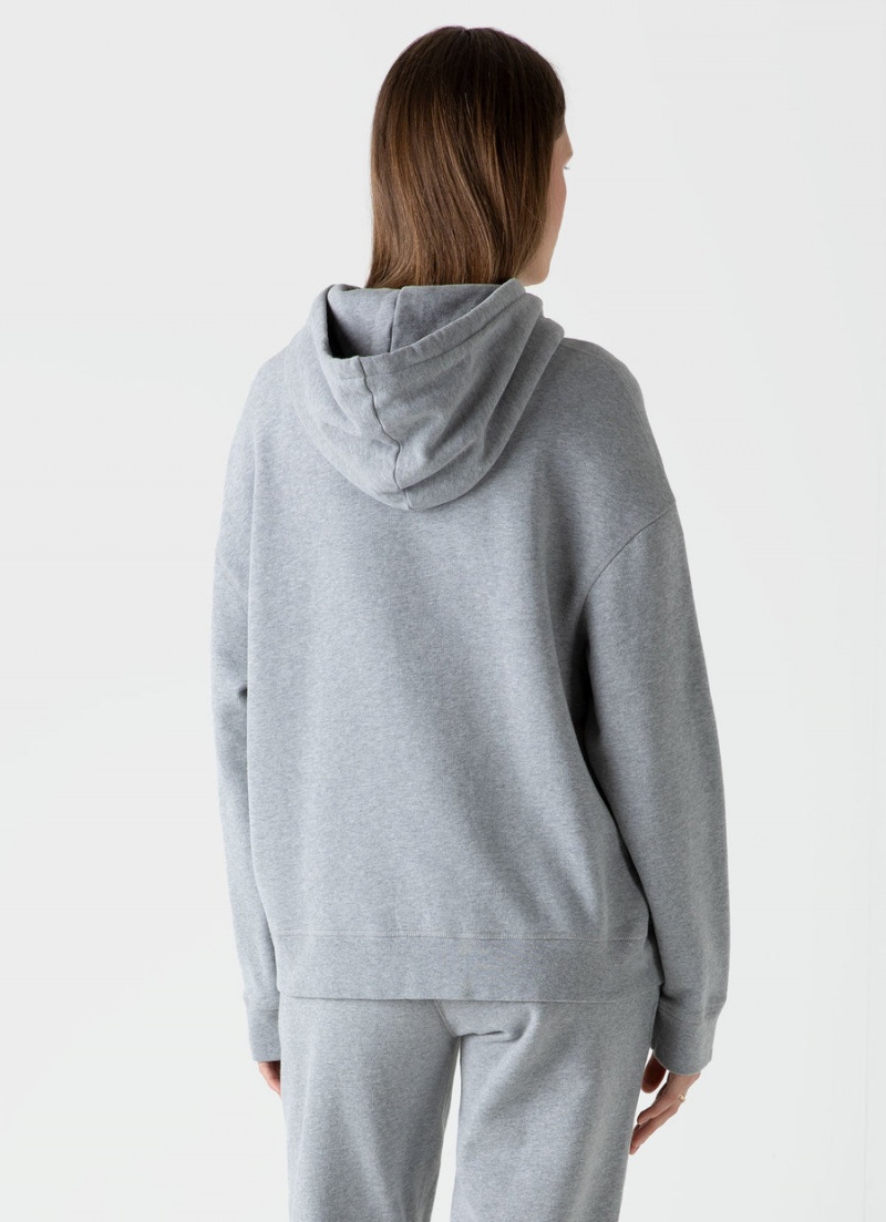 Grey Sunspel Relaxed Loopback Hoody | 46753-YDAJ | USA