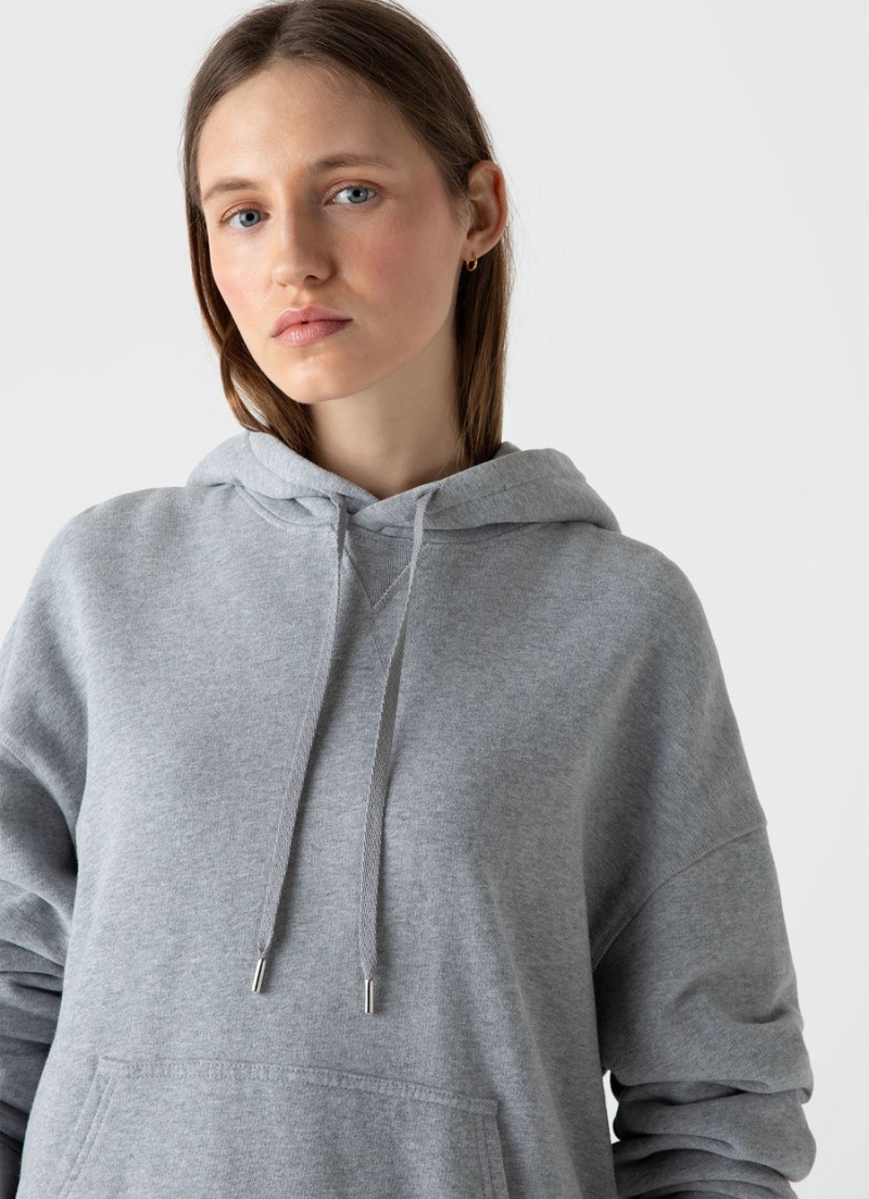 Grey Sunspel Relaxed Loopback Hoody | 46753-YDAJ | USA