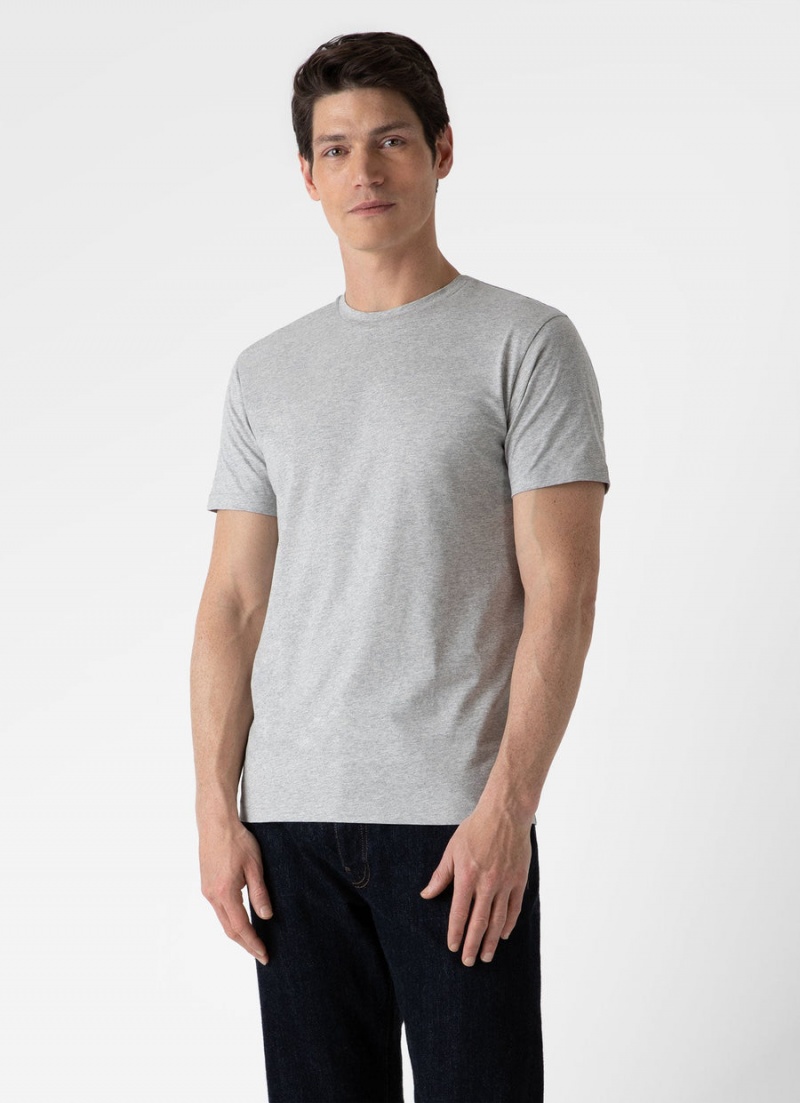 Grey Sunspel Riviera Midweight T-shirt | 21953-IPXE | USA