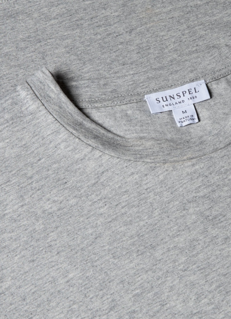 Grey Sunspel Riviera Midweight T-shirt | 21953-IPXE | USA