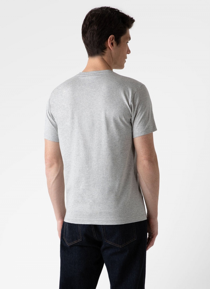 Grey Sunspel Riviera Midweight T-shirt | 21953-IPXE | USA