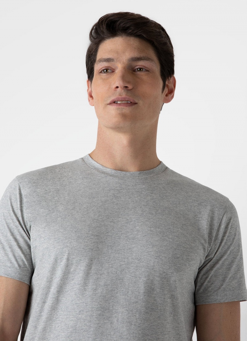 Grey Sunspel Riviera Midweight T-shirt | 21953-IPXE | USA