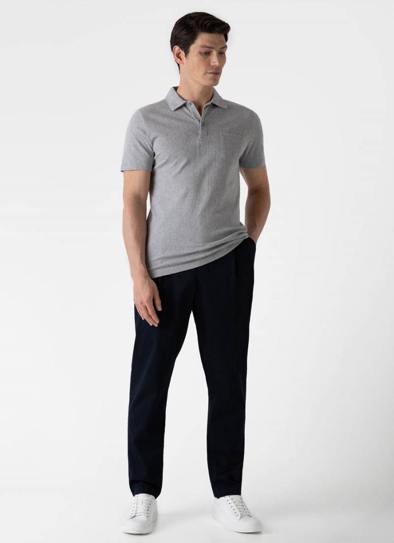 Grey Sunspel Riviera Polo Shirt | 21738-IYKG | USA