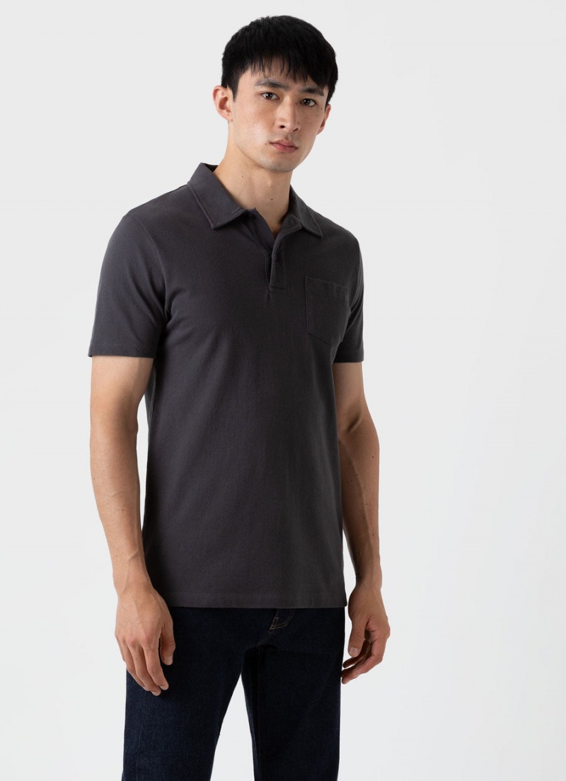 Grey Sunspel Riviera Polo Shirt | 42807-DSYL | USA