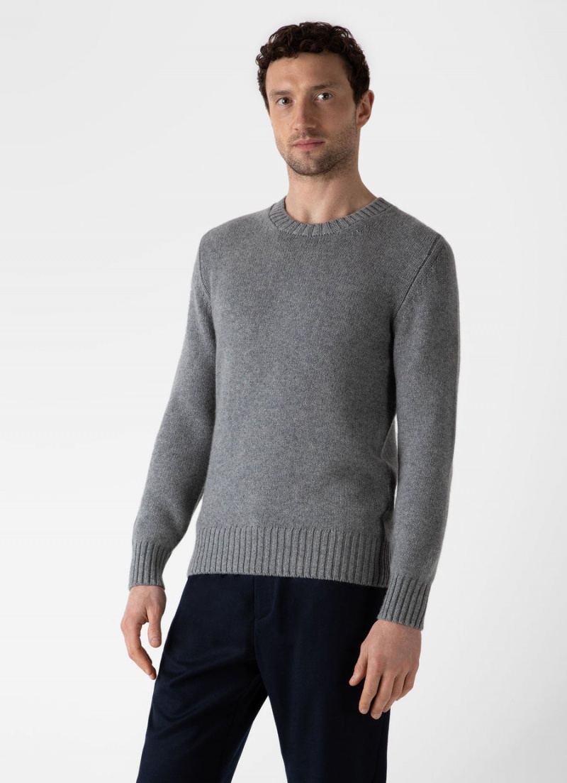 Grey Sunspel Roxburgh Cashmere Jumper | 27039-CJVE | USA