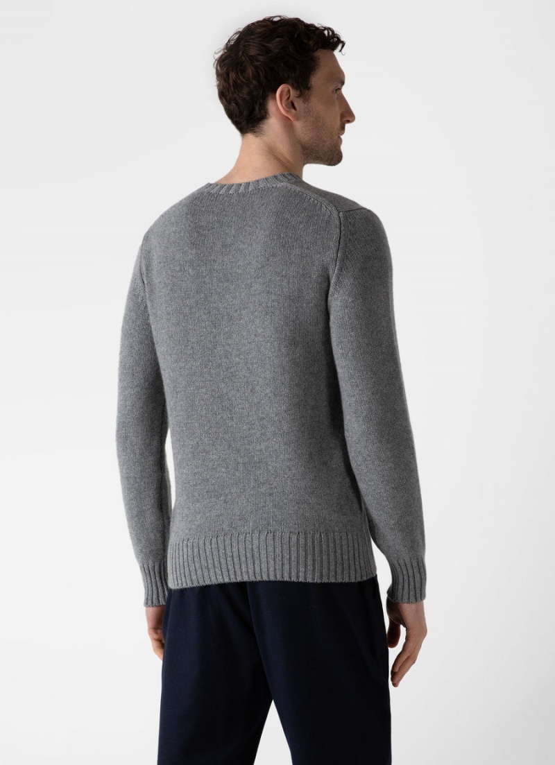 Grey Sunspel Roxburgh Cashmere Jumper | 27039-CJVE | USA