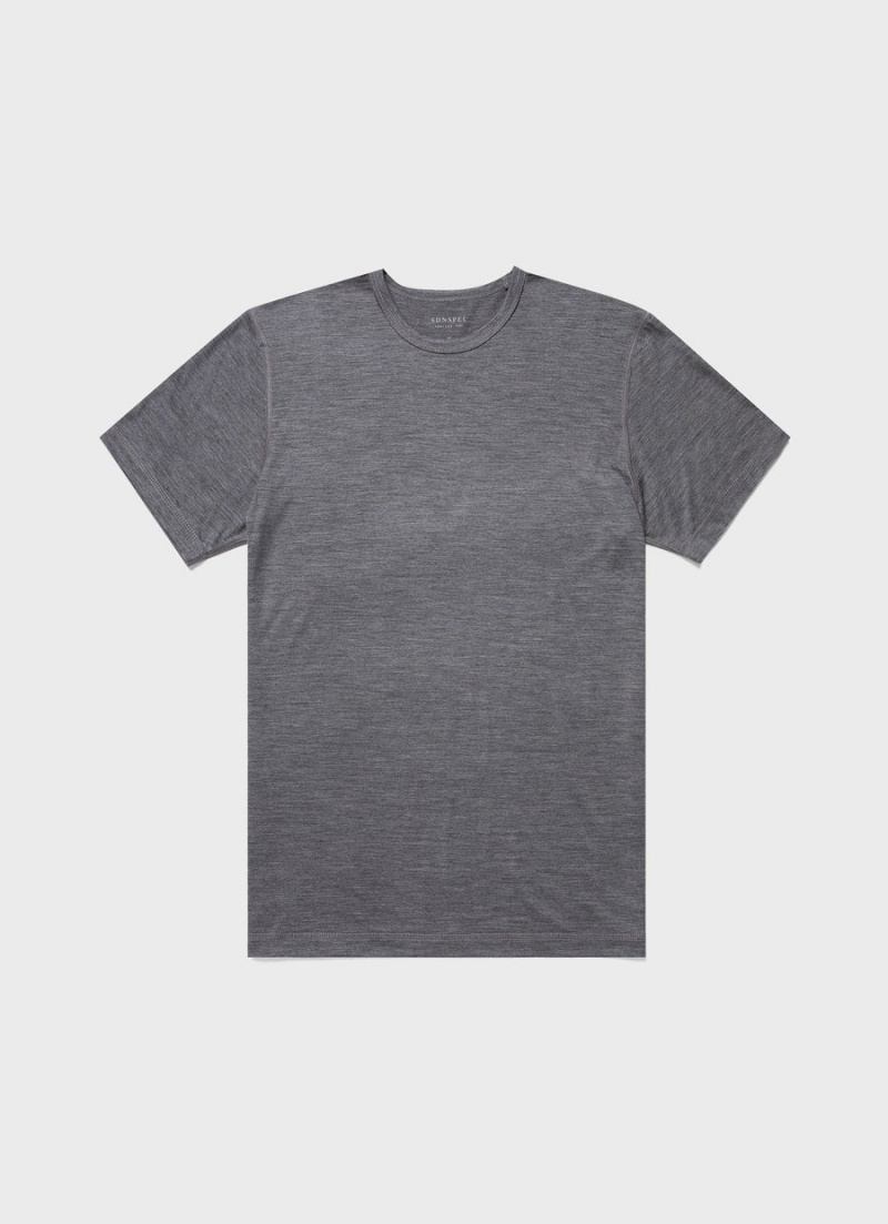 Grey Sunspel Thermal Merino T-shirt | 25708-DVXT | USA