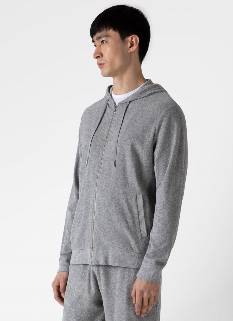 Grey Sunspel Towelling Hoody | 40321-HACD | USA