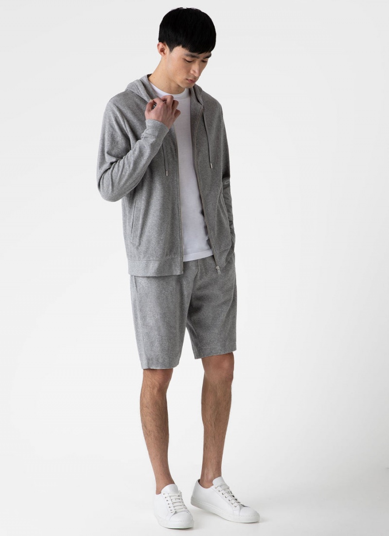 Grey Sunspel Towelling Hoody | 40321-HACD | USA