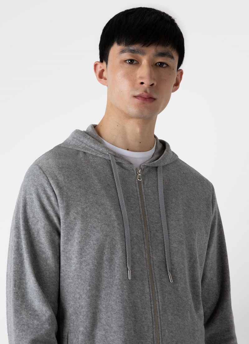 Grey Sunspel Towelling Hoody | 40321-HACD | USA