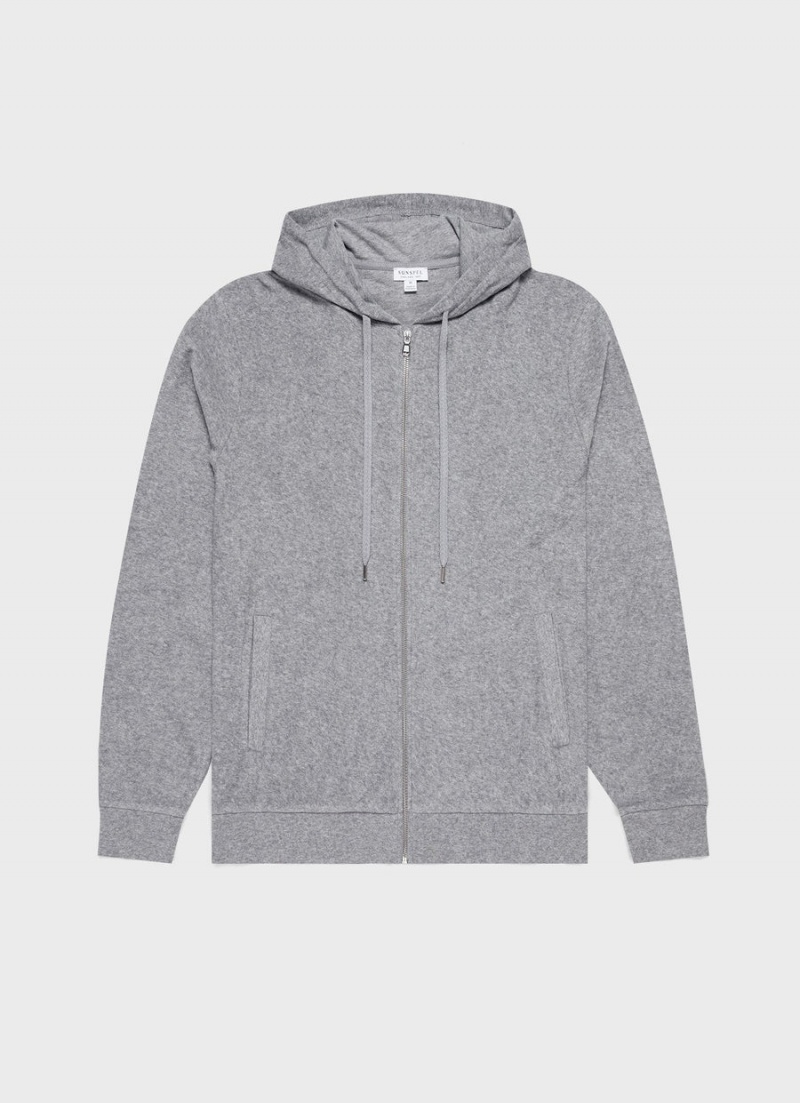 Grey Sunspel Towelling Hoody | 40321-HACD | USA