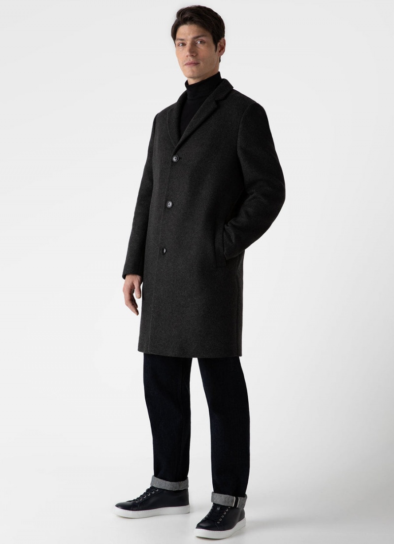 Grey Sunspel Wool Cashmere Overcoat | 57132-COGP | USA