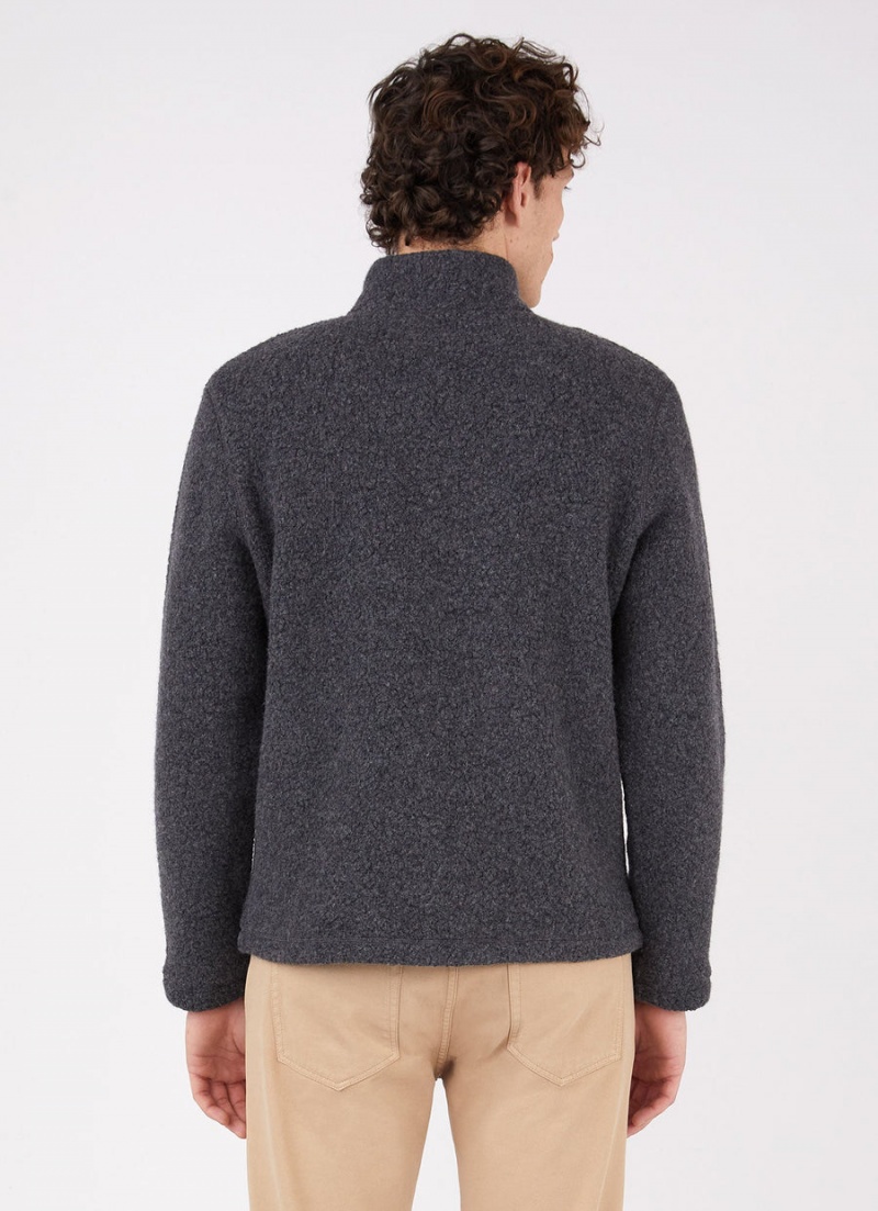 Grey Sunspel Wool Fleece Zip Neck | 28150-SCTG | USA