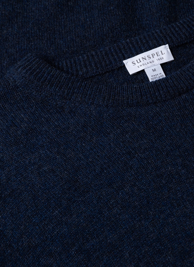 Navy Sunspel Cashmere Crew Neck Jumper | 31906-RWFI | USA