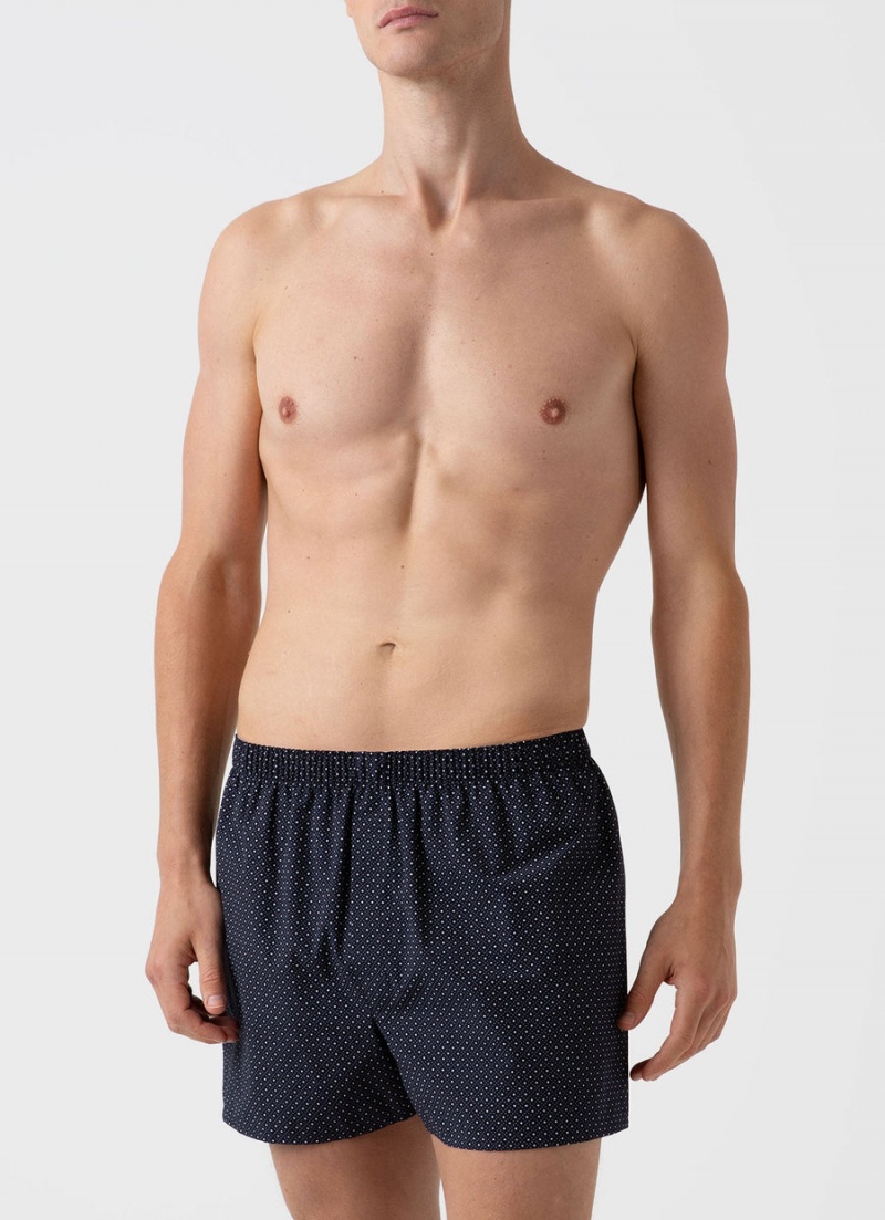 Navy Sunspel Classic Boxer Shorts | 01856-PSOL | USA