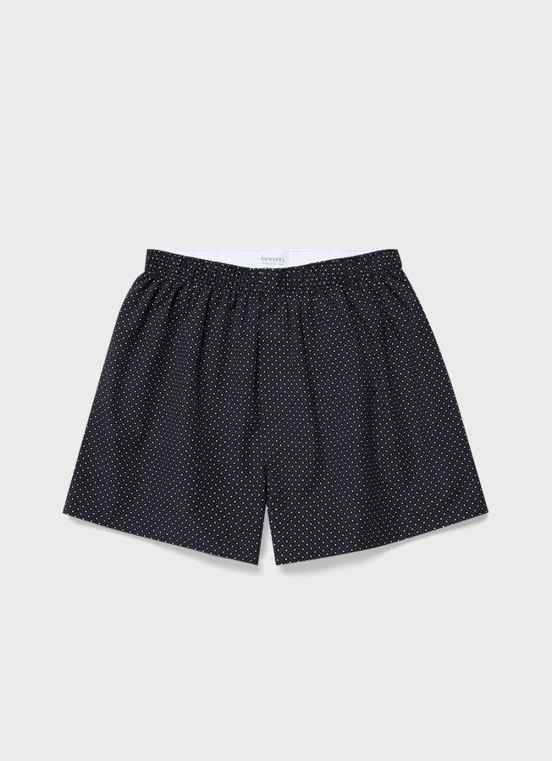 Navy Sunspel Classic Boxer Shorts | 01856-PSOL | USA