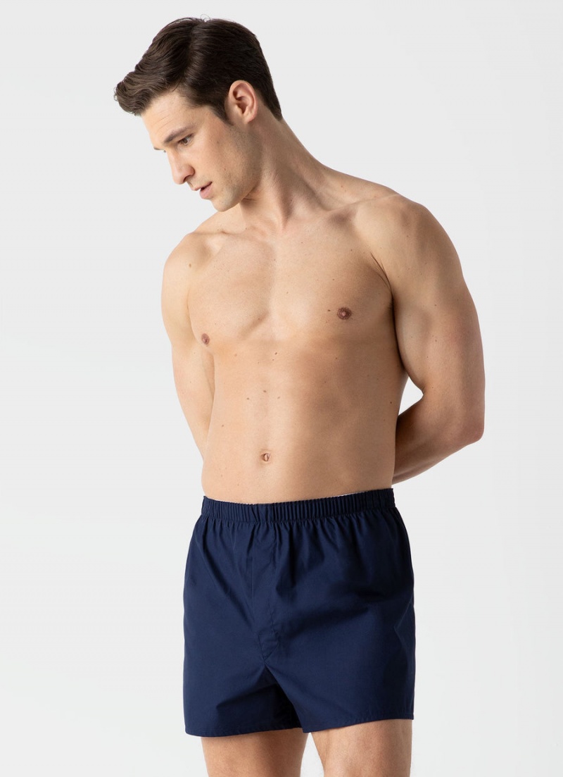 Navy Sunspel Classic Boxer Shorts | 75390-KDOT | USA