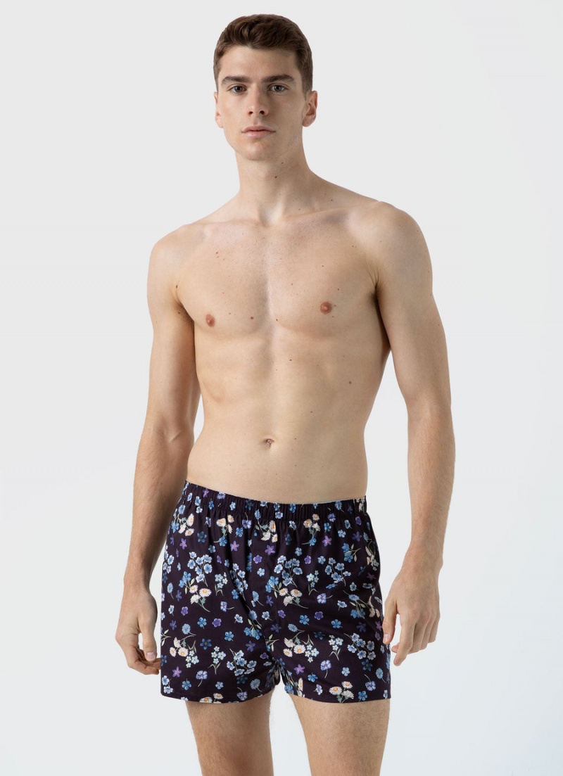 Navy Sunspel Classic Boxer Shorts in Liberty Fabric | 58634-YHIP | USA