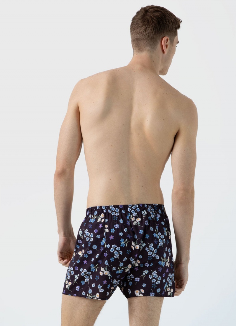 Navy Sunspel Classic Boxer Shorts in Liberty Fabric | 58634-YHIP | USA