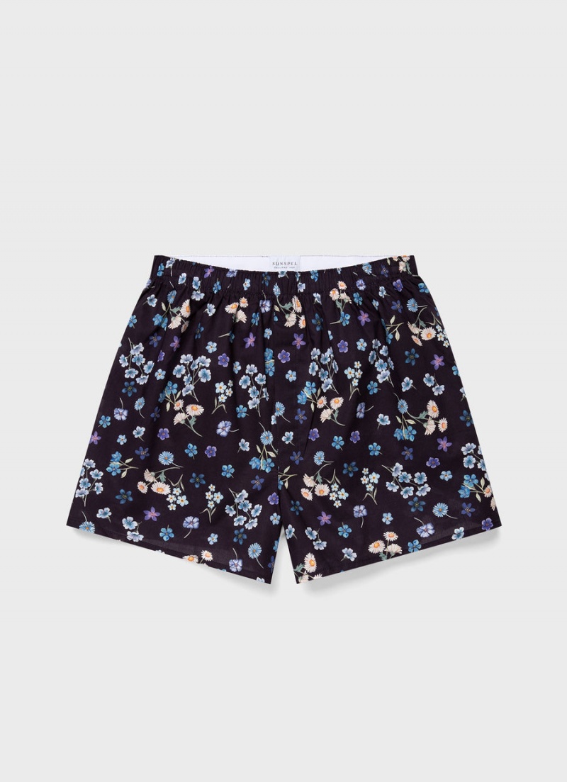 Navy Sunspel Classic Boxer Shorts in Liberty Fabric | 58634-YHIP | USA