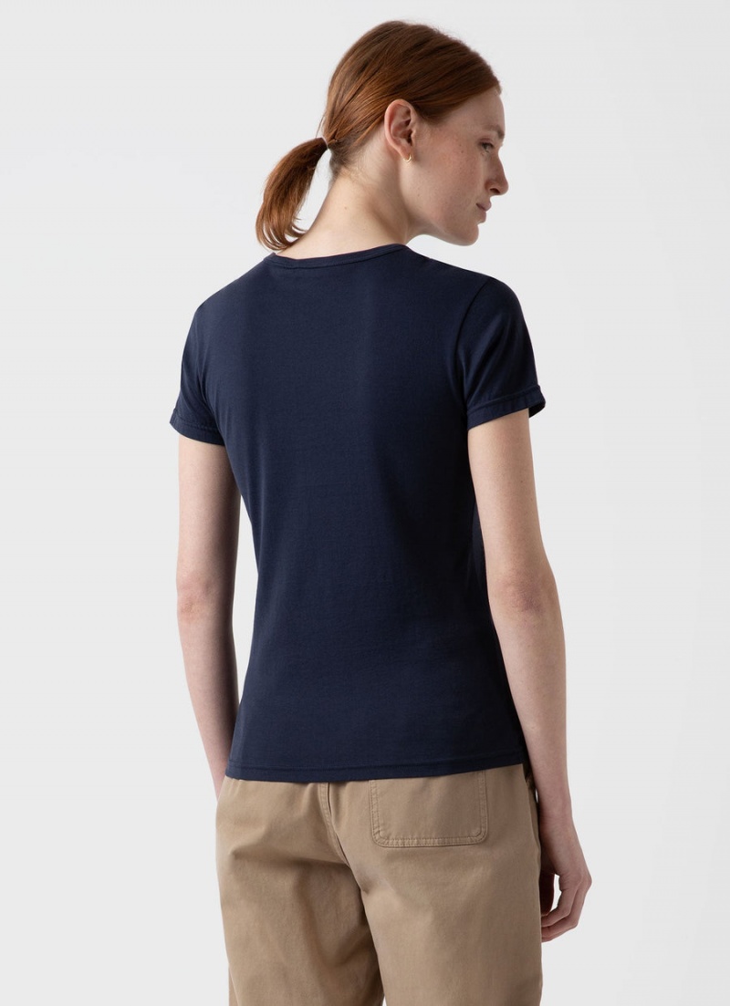 Navy Sunspel Classic T-shirt | 23701-FCKT | USA