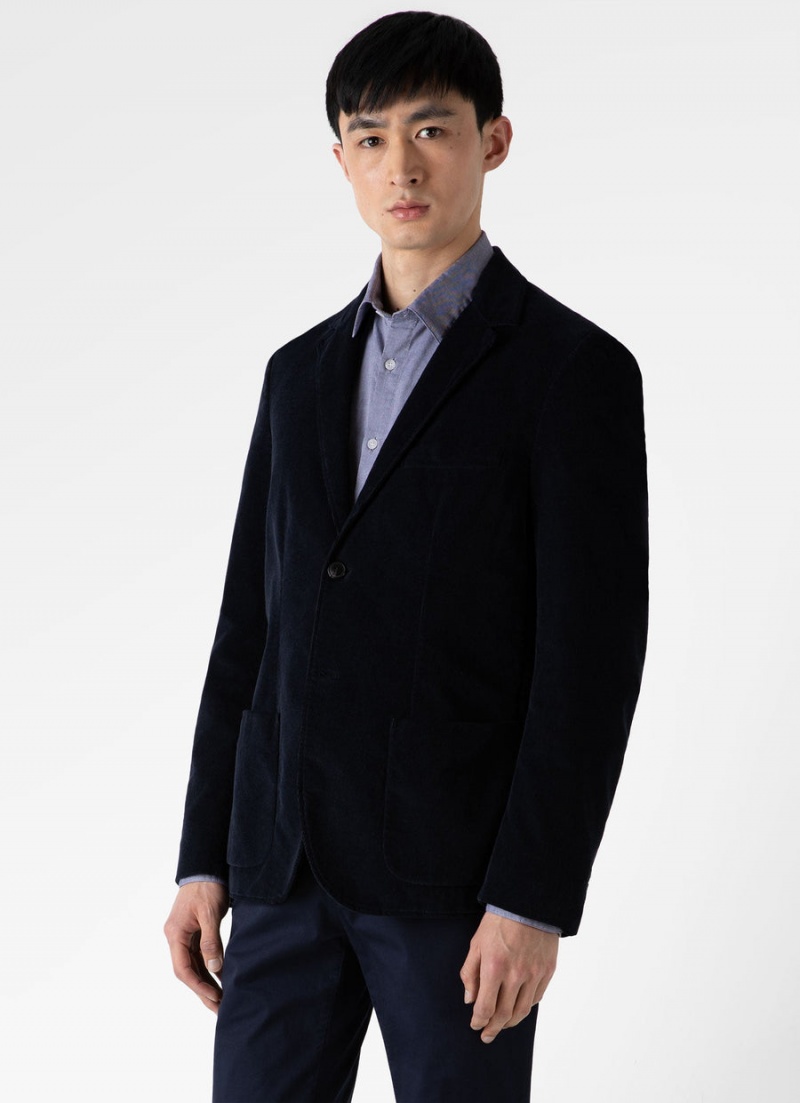 Navy Sunspel Corduroy Blazer | 12794-XYPD | USA