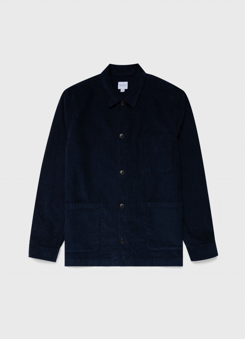 Navy Sunspel Corduroy Twin Pocket Jacket | 12648-ADFQ | USA