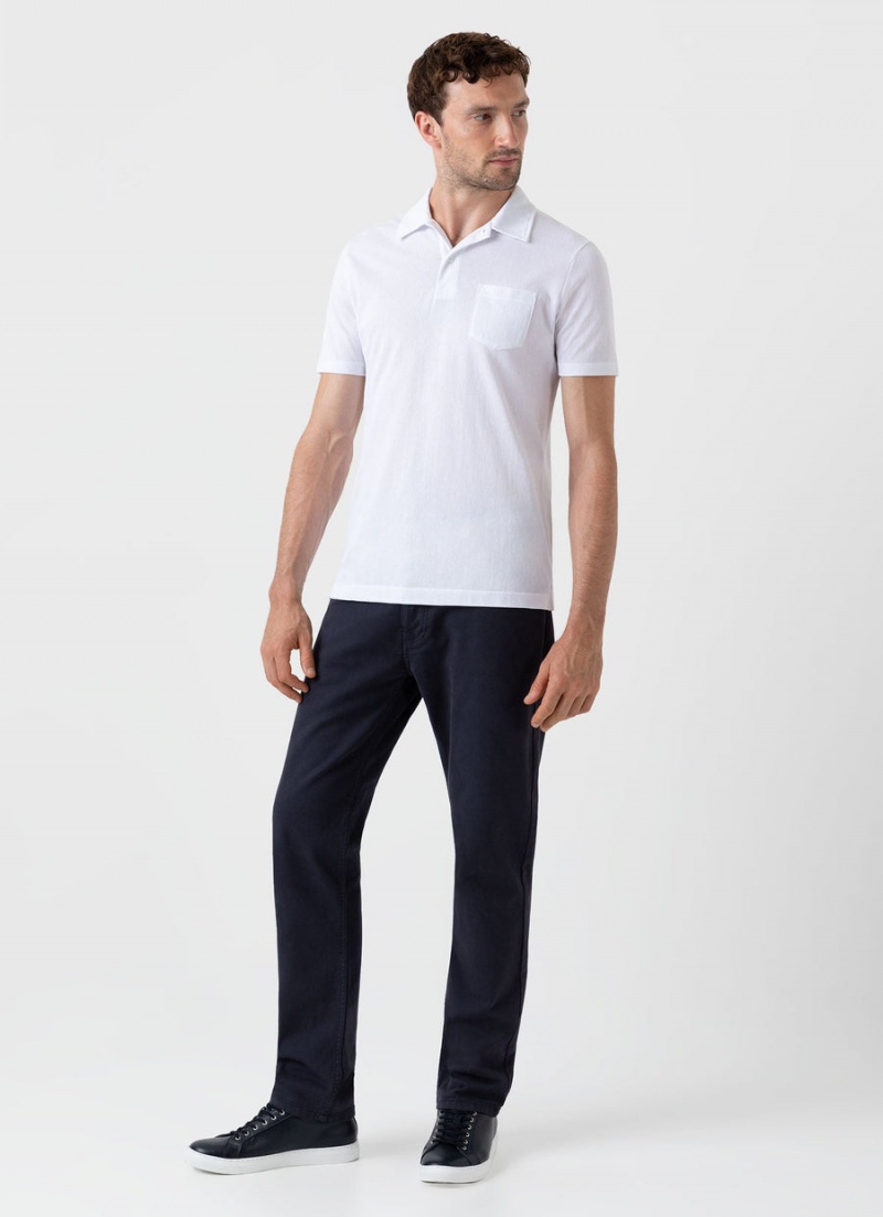 Navy Sunspel Cotton Drill 5 Pocket Trouser | 59472-ZAXI | USA