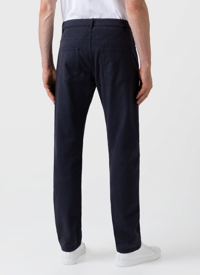 Navy Sunspel Cotton Drill 5 Pocket Trouser | 59472-ZAXI | USA