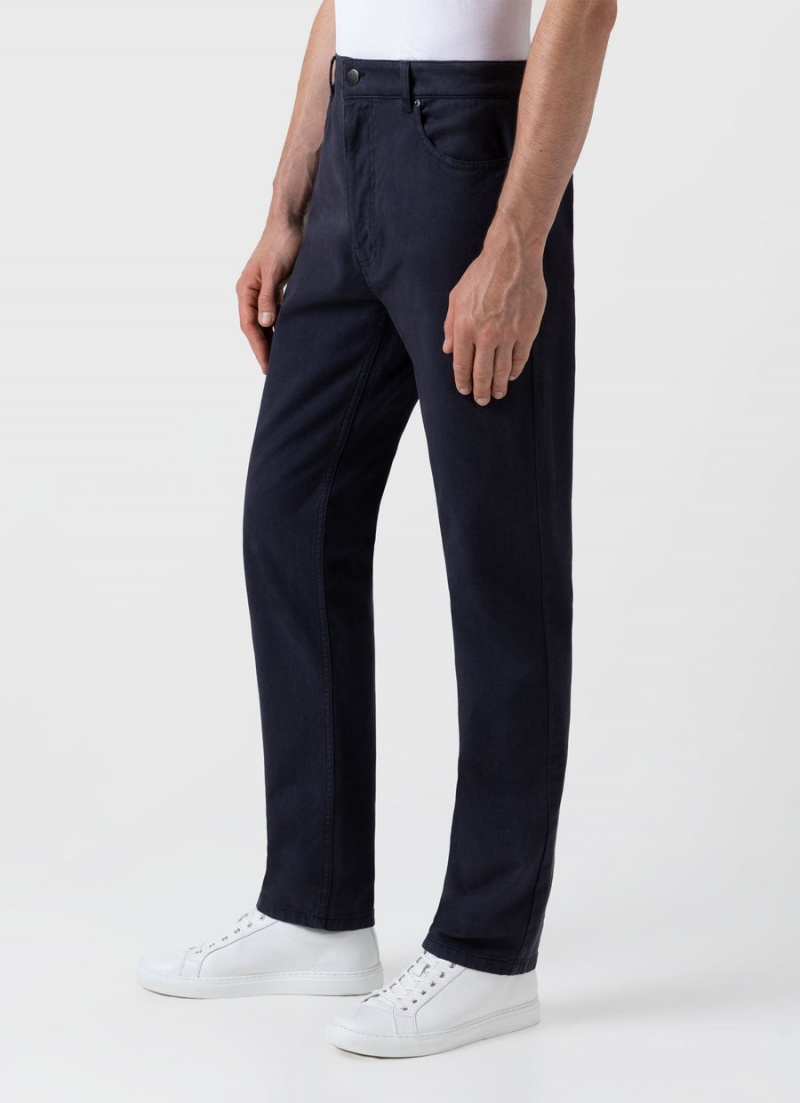 Navy Sunspel Cotton Drill 5 Pocket Trouser | 59472-ZAXI | USA