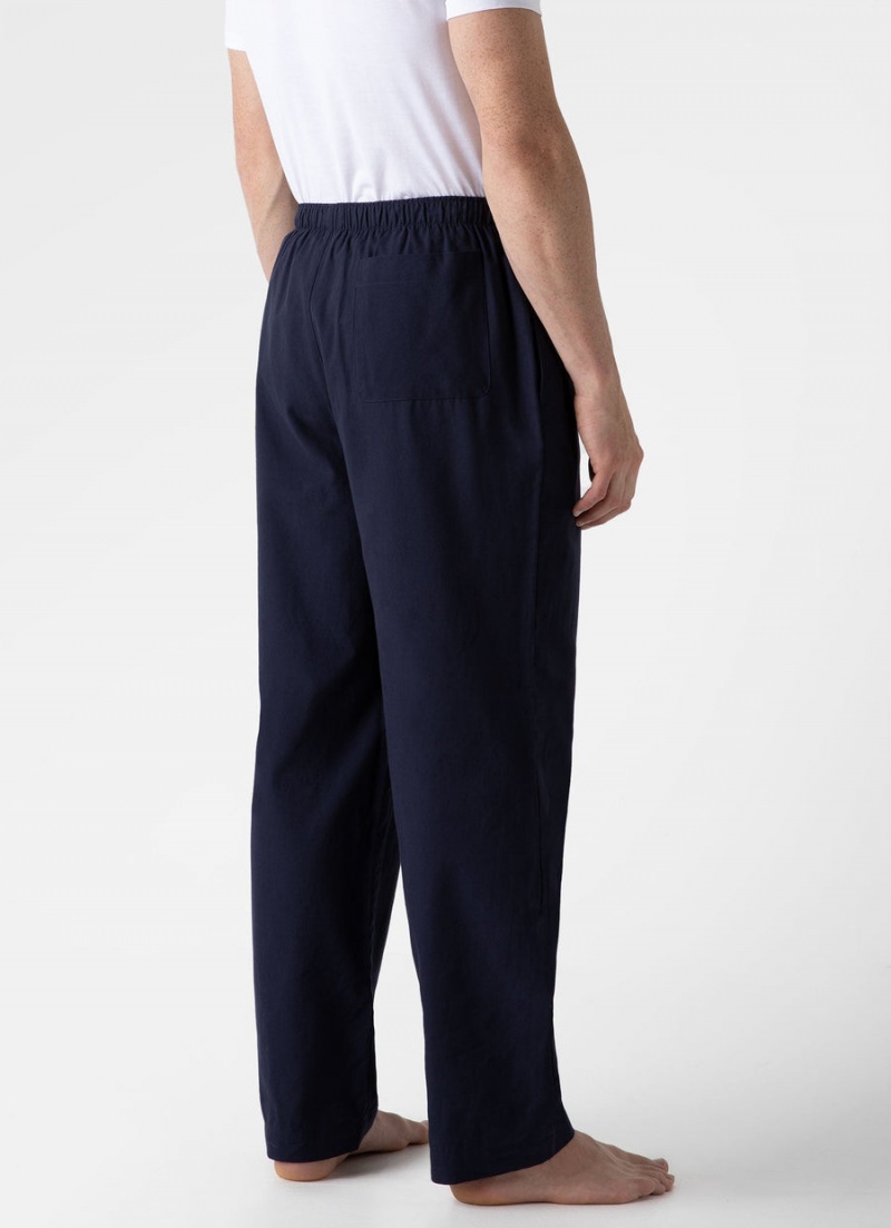 Navy Sunspel Cotton Flannel Pyjama Trouser | 81596-HOJP | USA