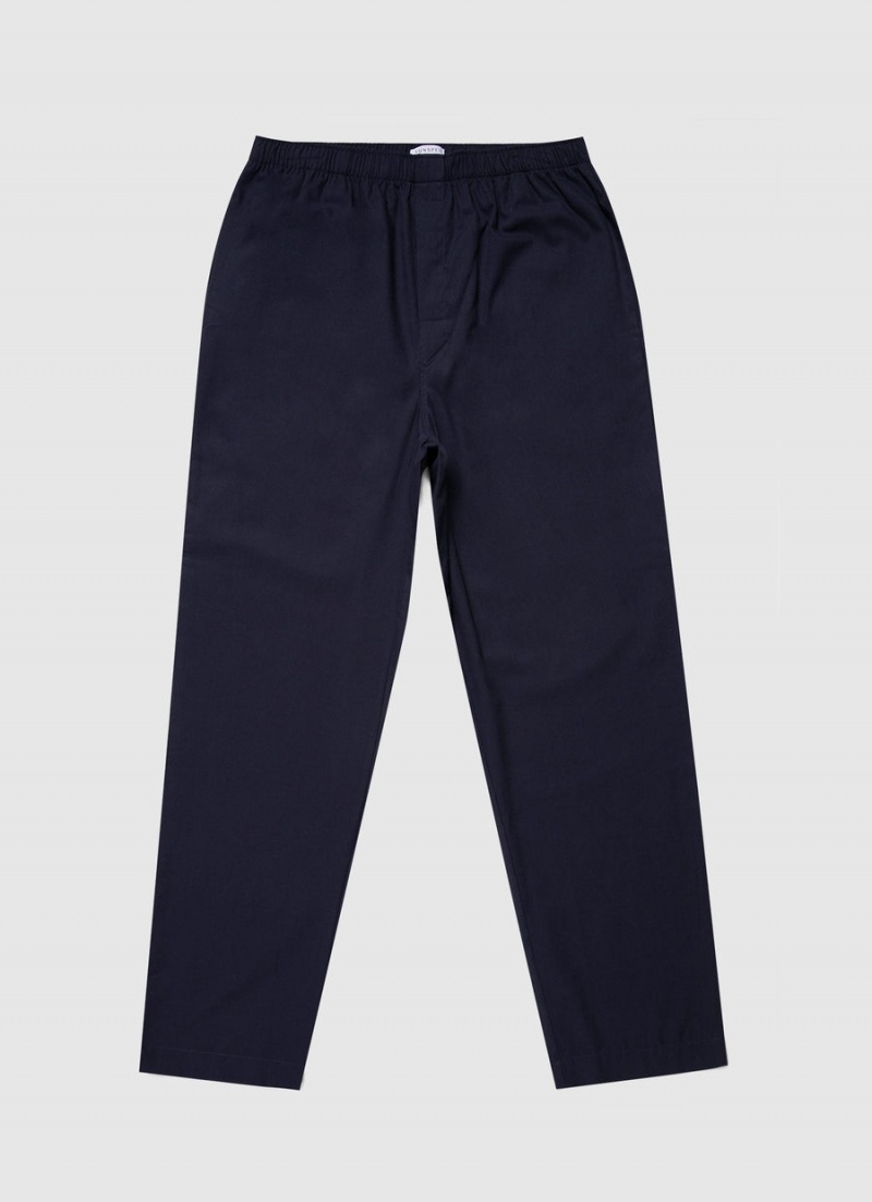 Navy Sunspel Cotton Flannel Pyjama Trouser | 81596-HOJP | USA