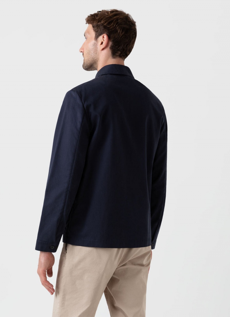 Navy Sunspel Cotton Harrington Jacket | 40638-IOLY | USA