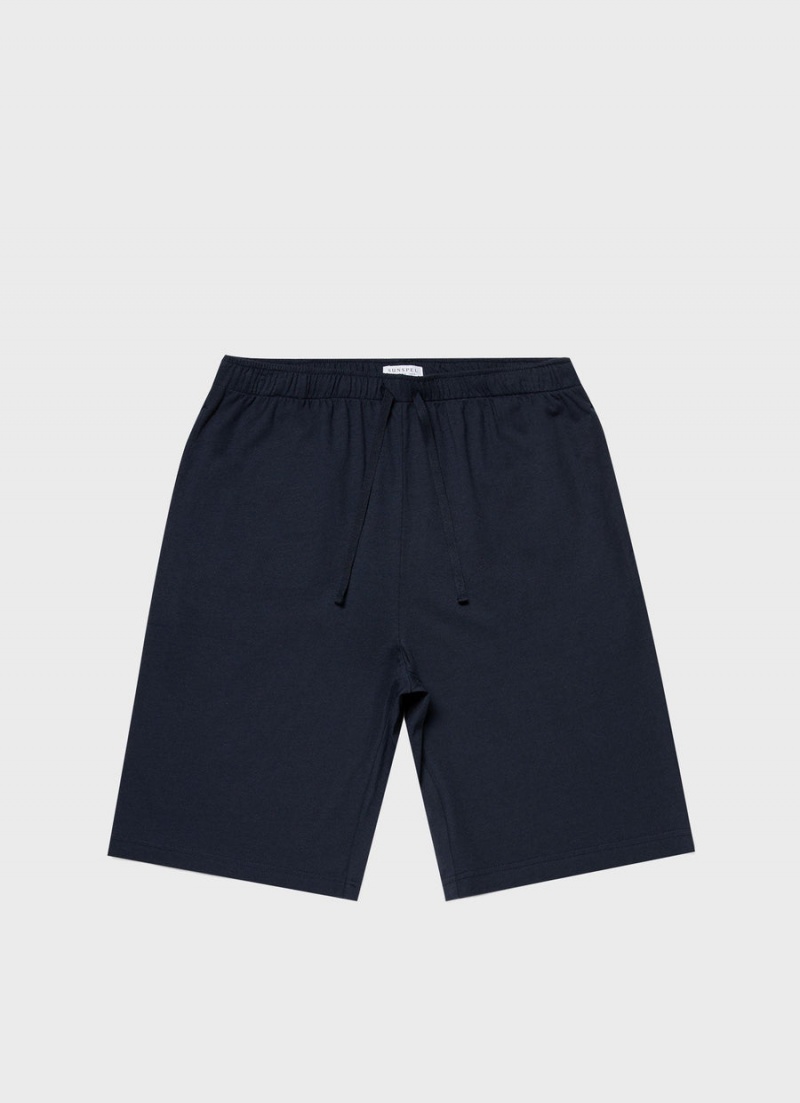 Navy Sunspel Cotton Modal Lounge Shorts | 85016-SYEP | USA