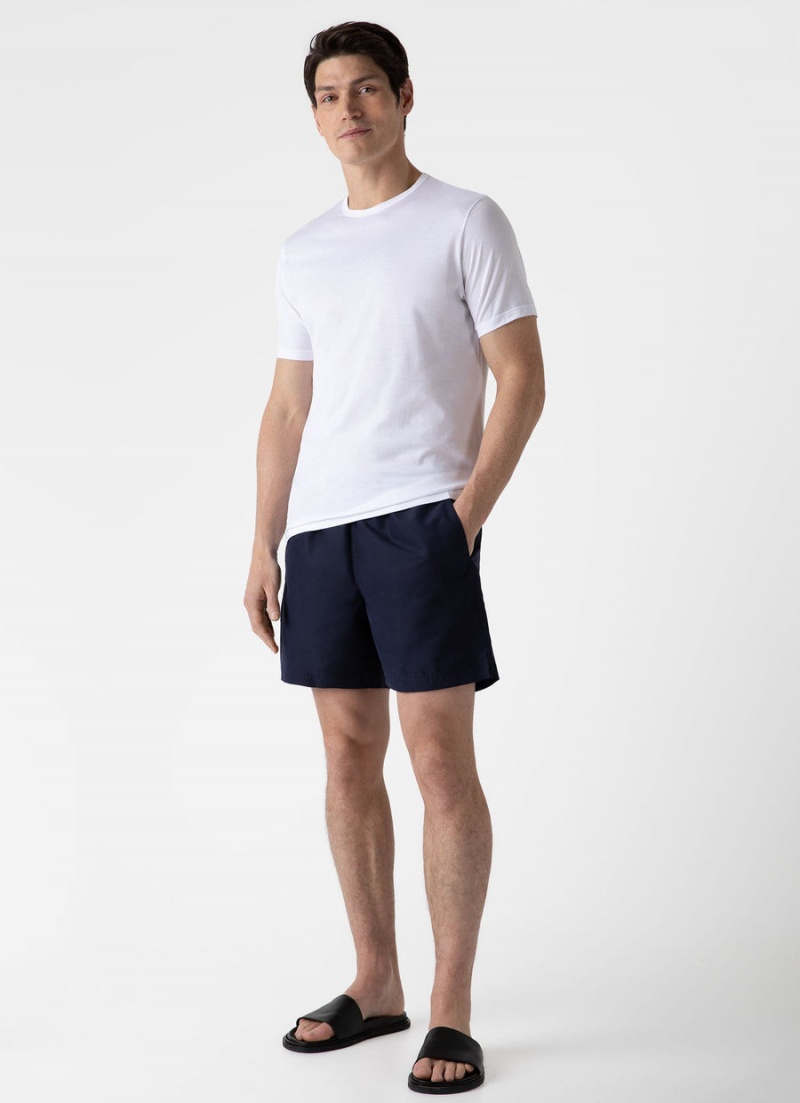 Navy Sunspel Drawstring Swim Shorts | 35618-XOKB | USA